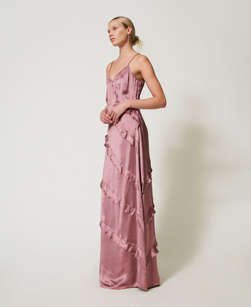 Scee By Twin Set Abito Lungo In Raso Con Volant