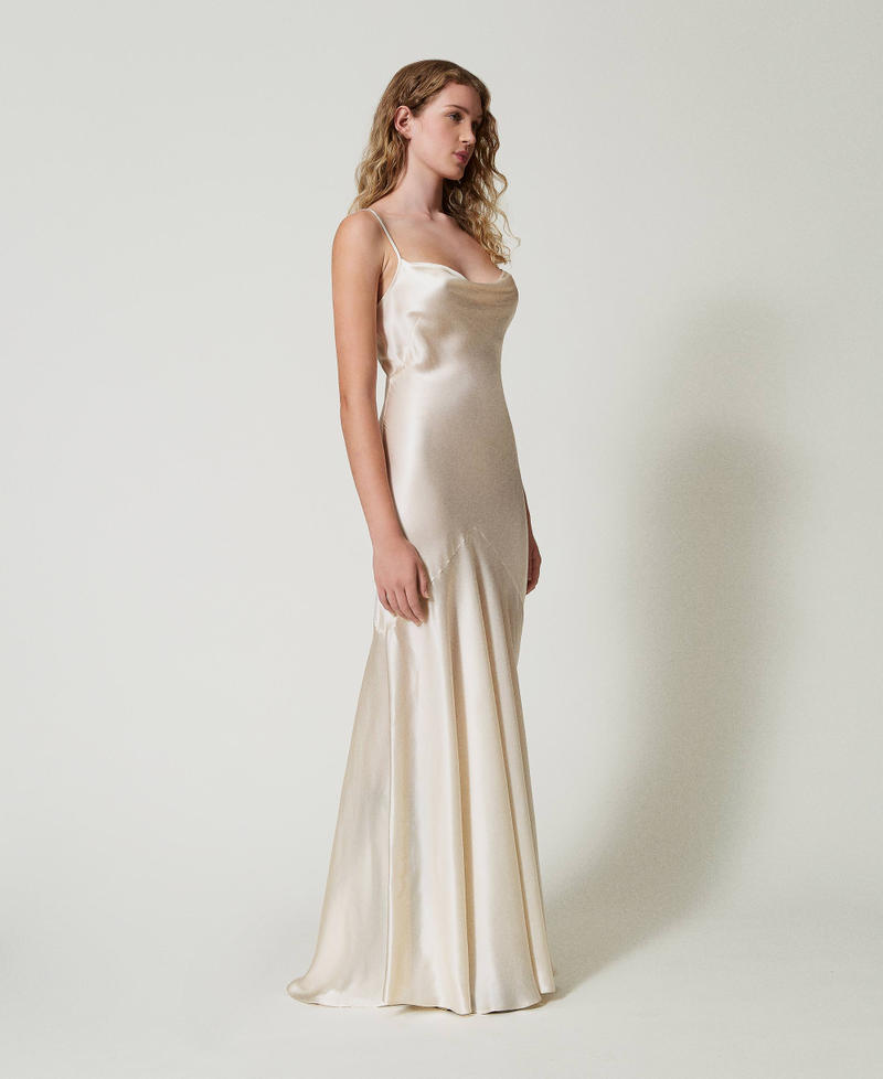 Scee By Twin Set Abito Lungo In Raso Di Misto Seta