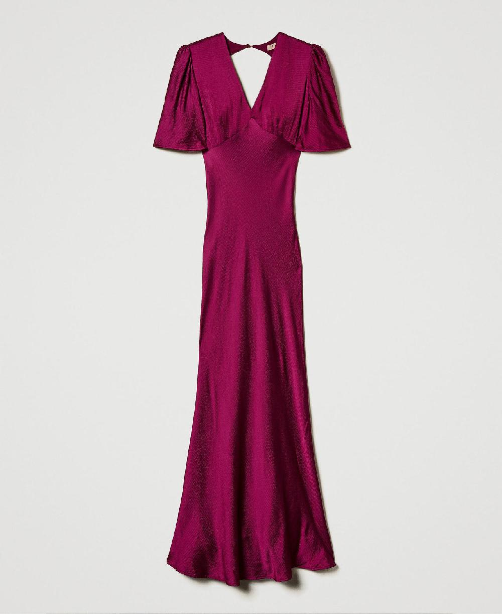 Scee by twin set Abito lungo in raso martellato