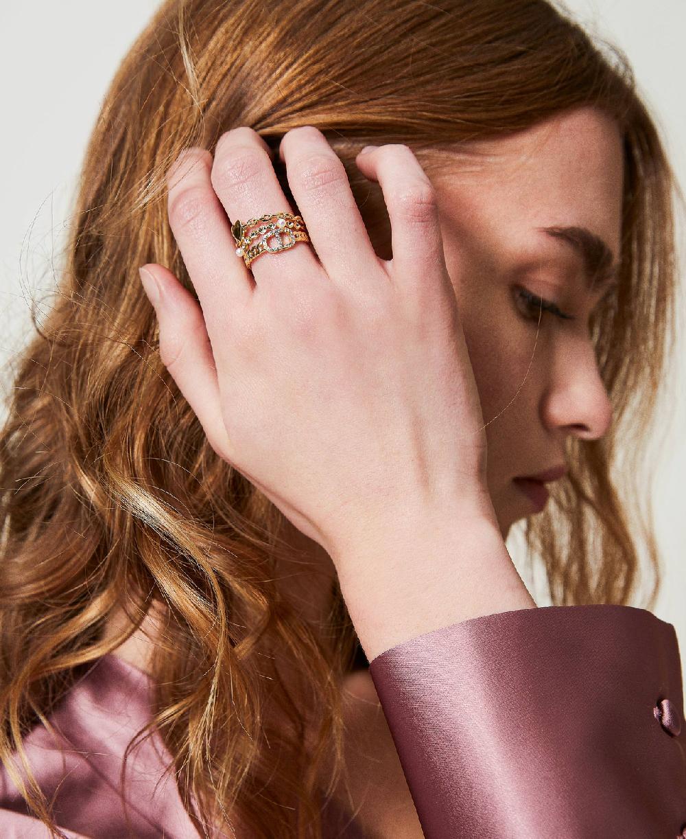 Scee by twin set Anello con perle e Oval T