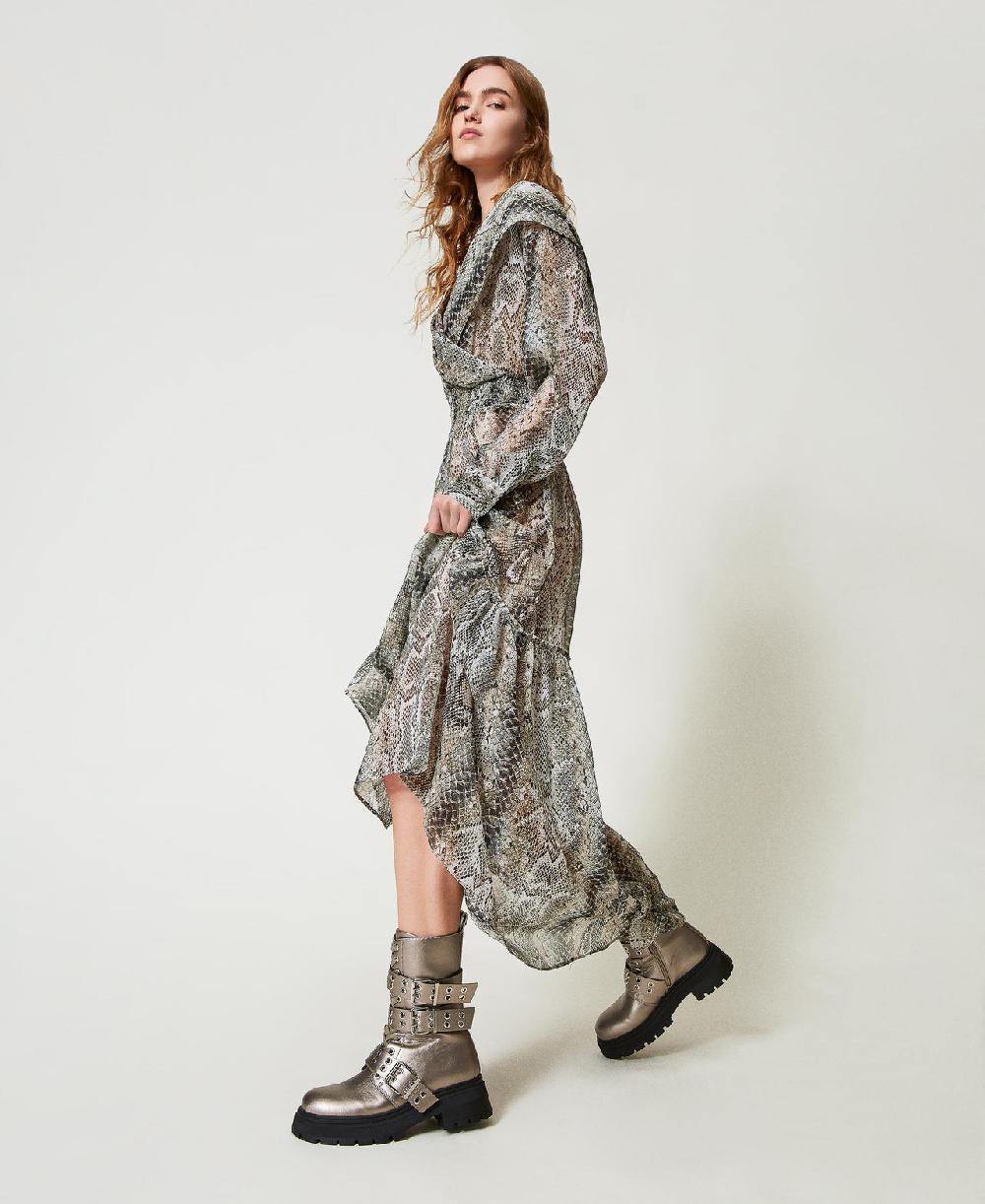 Scee by twin set Anfibi laminati con cinturini