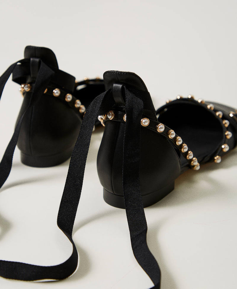 Scee By Twin Set Ballerine Con Perle E Nastri