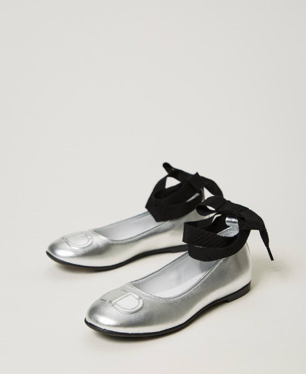 Scee By Twin Set Ballerine In Pelle Con Nastri