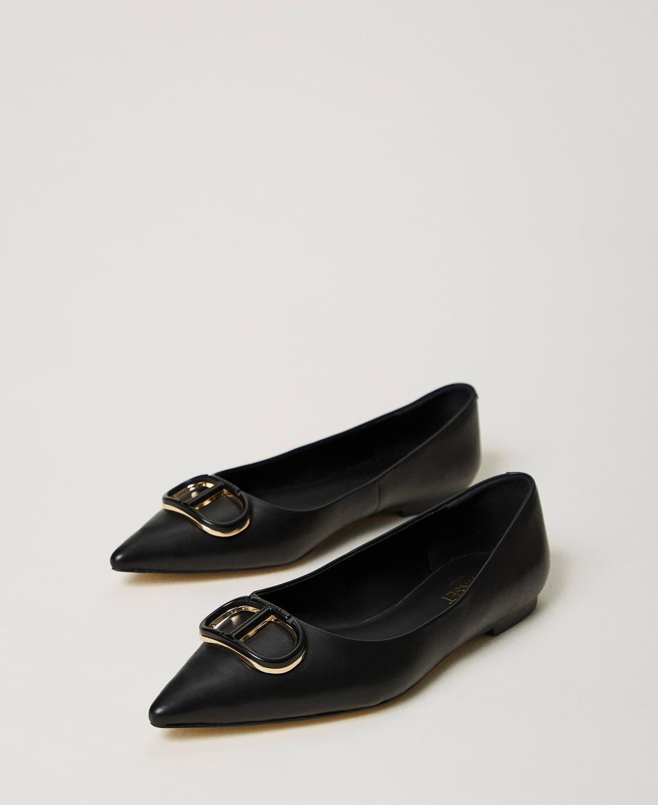 Scee By Twin Set Ballerine In Pelle Con Oval T