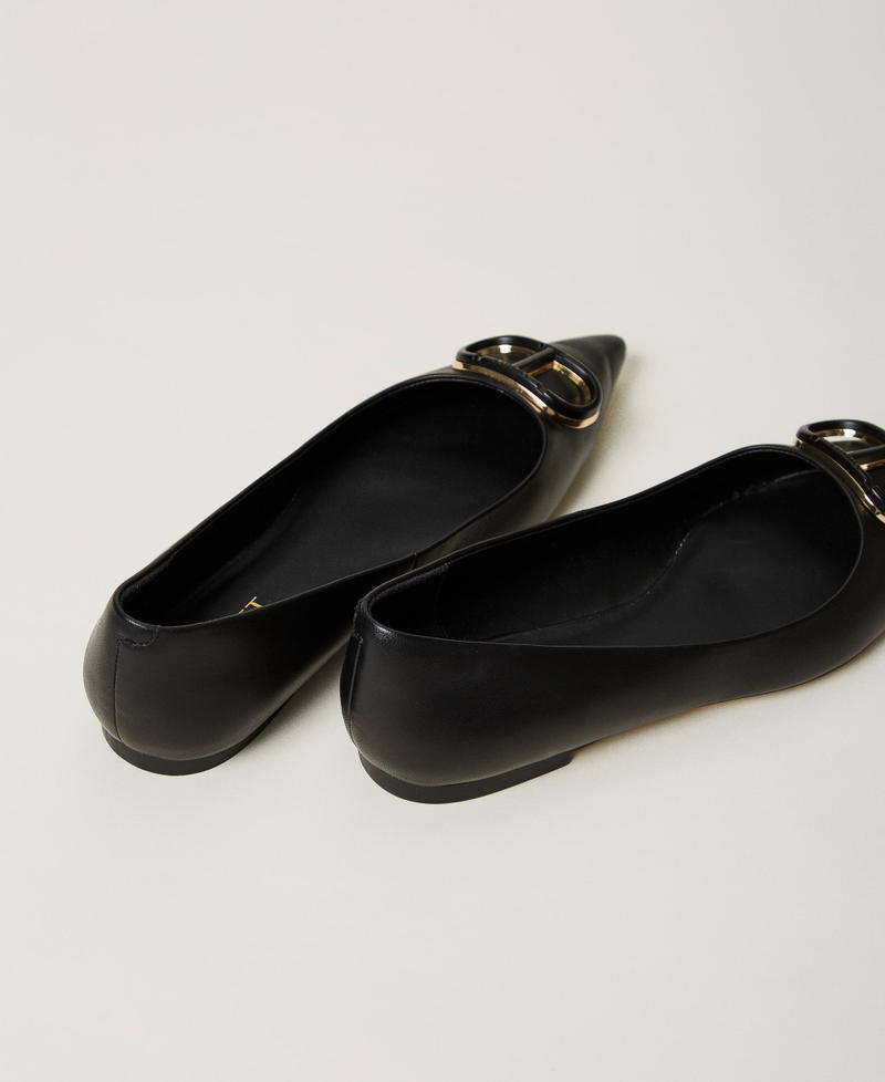 Scee By Twin Set Ballerine In Pelle Con Oval T