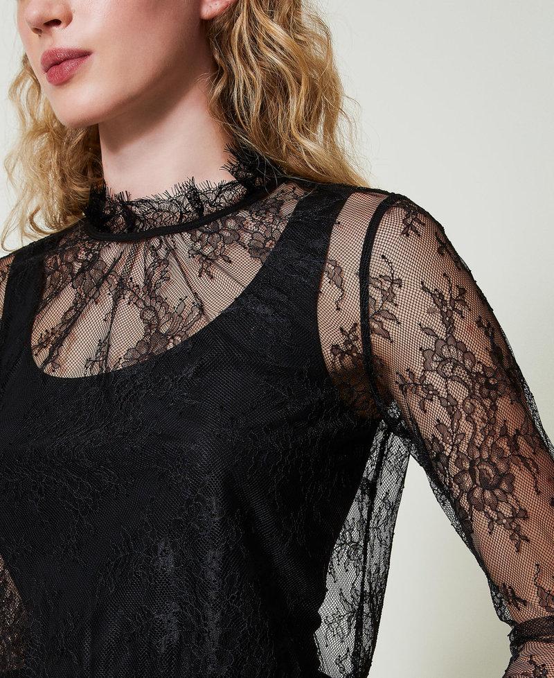 Scee By Twin Set Blusa Cropped In Pizzo E Top