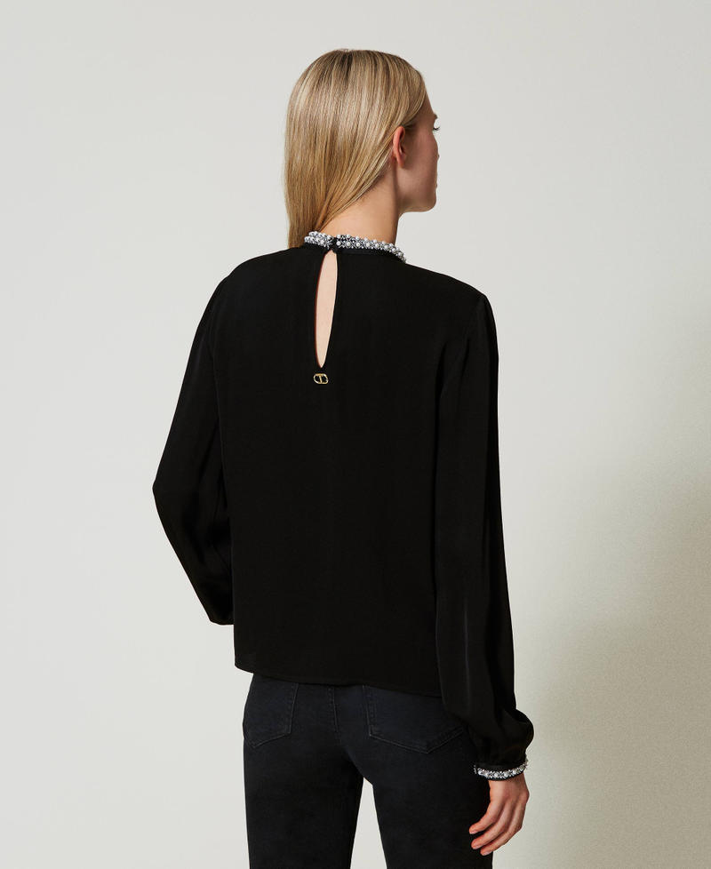 Scee By Twin Set Blusa In Crêpe Con Ricami