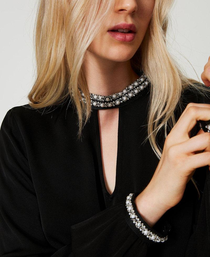 Scee By Twin Set Blusa In Crêpe Con Ricami