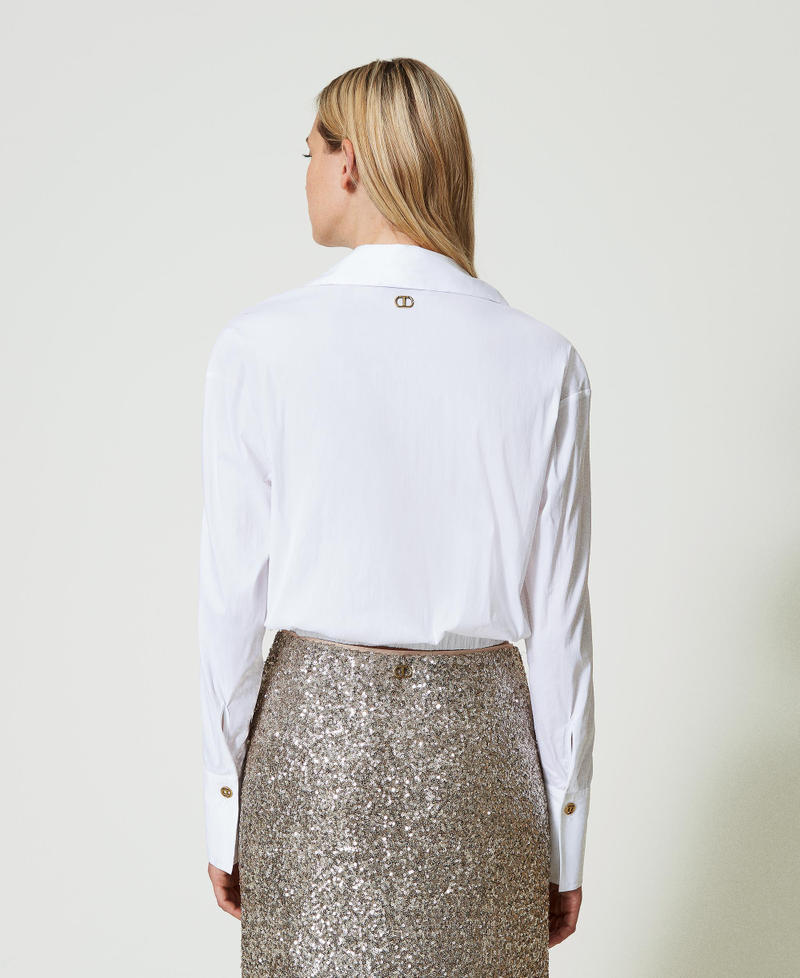 Scee By Twin Set Blusa In Popeline Con Incrocio