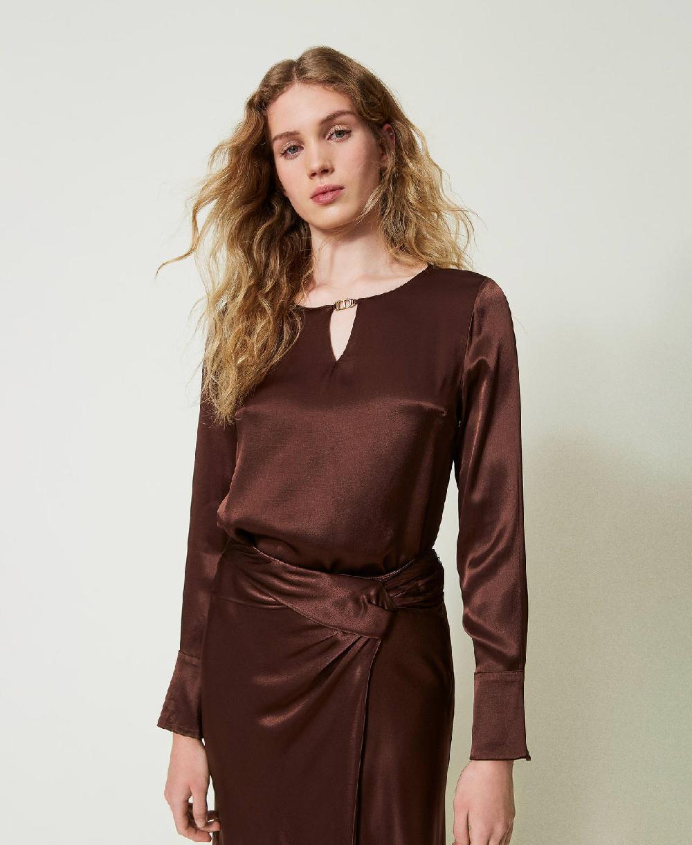 Scee By Twin Set Blusa In Raso Con Oval T