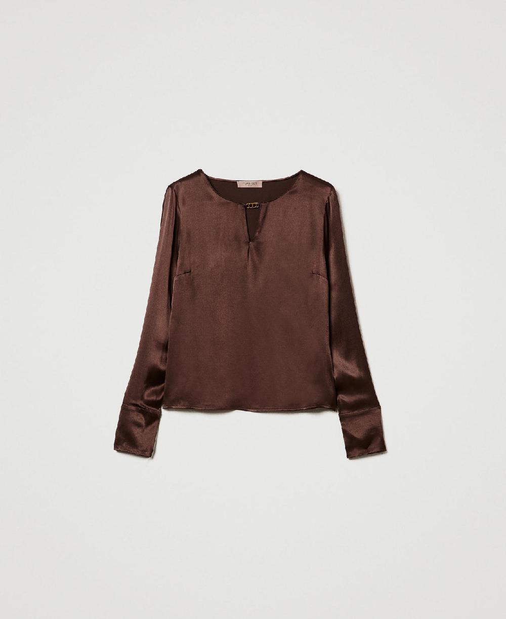 Scee by twin set Blusa in raso con Oval T