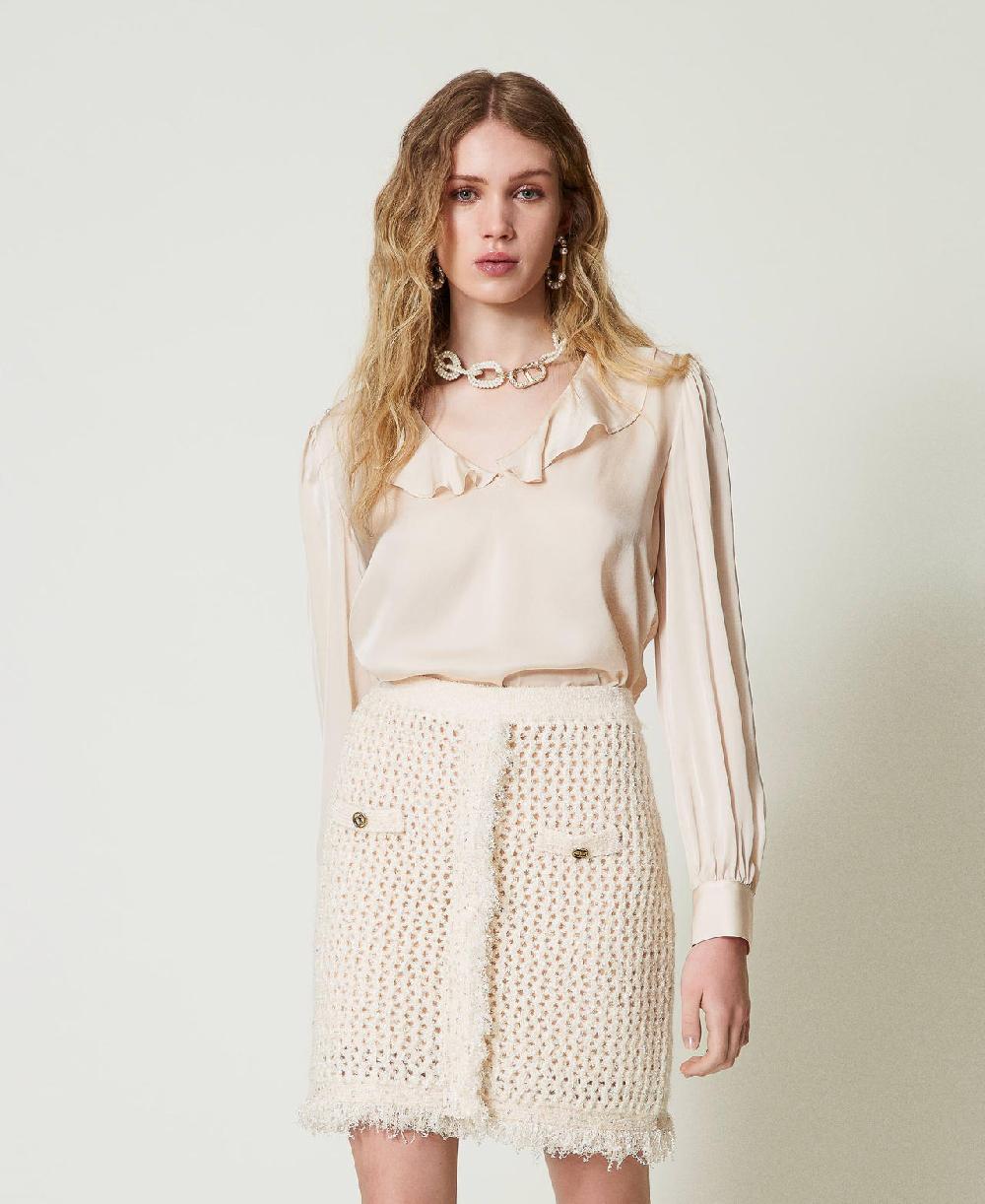 Scee By Twin Set Blusa In Raso Con Volant