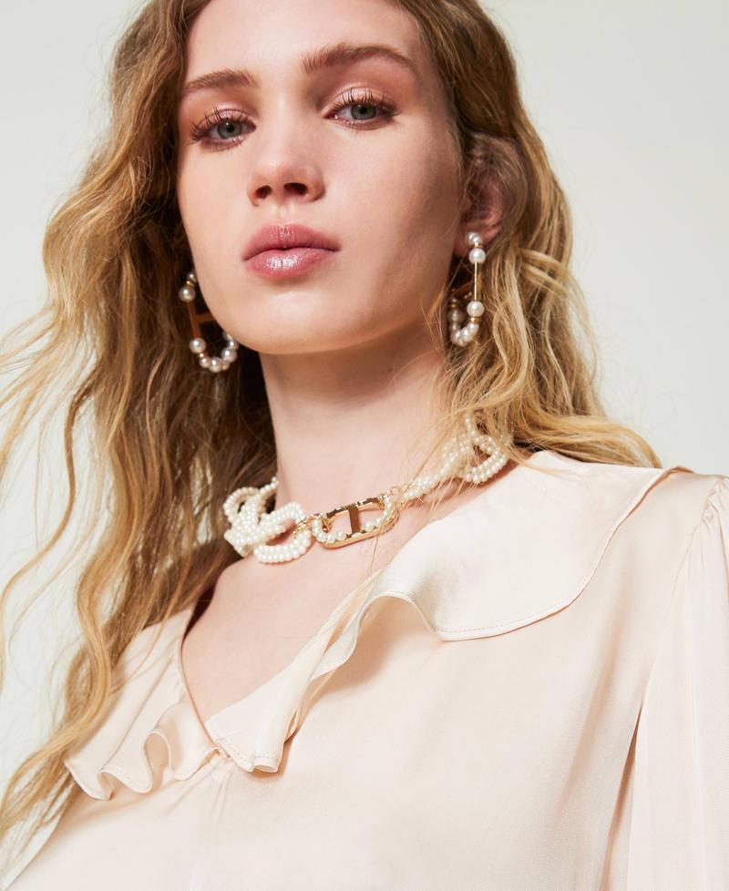 Scee By Twin Set Blusa In Raso Con Volant