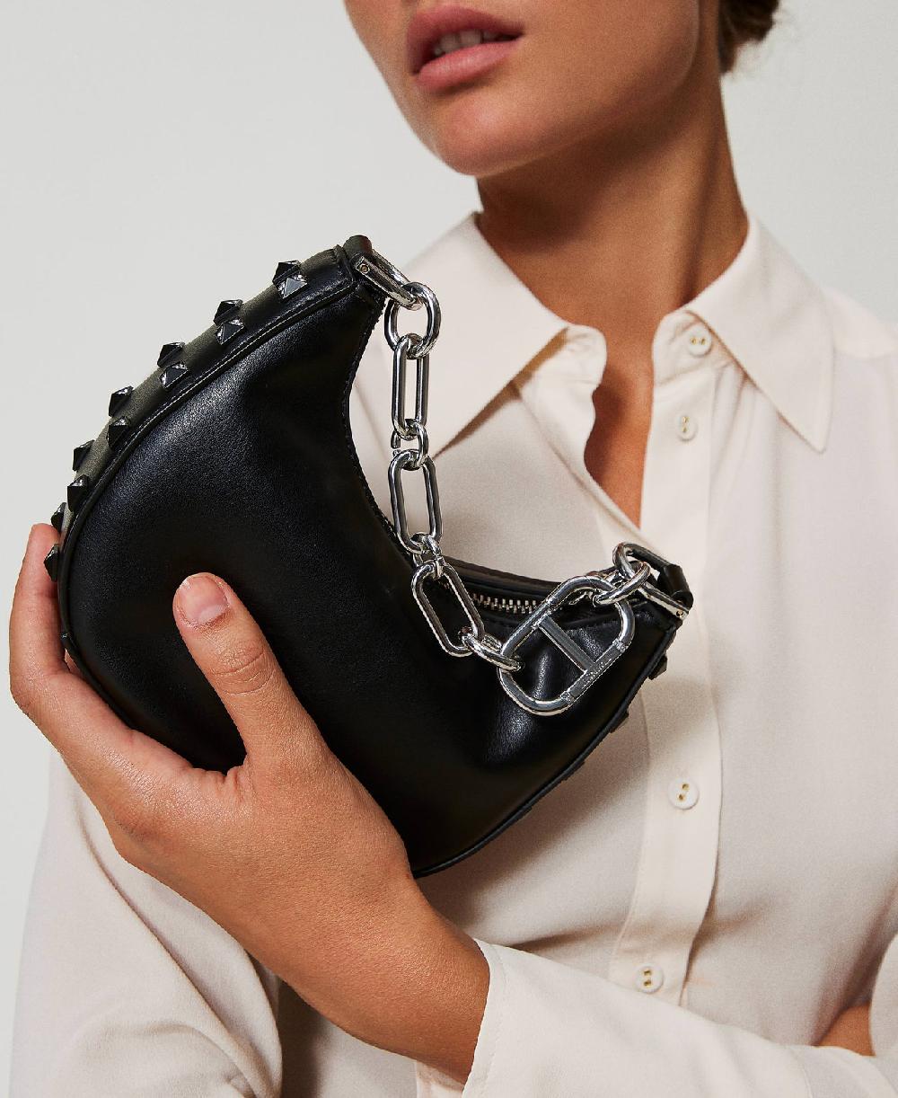 Scee by twin set Borsa ‘Mini Croissant’ con borchie