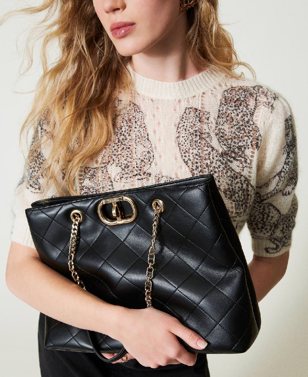 Scee by twin set Borsa shopper con chiusura Oval T