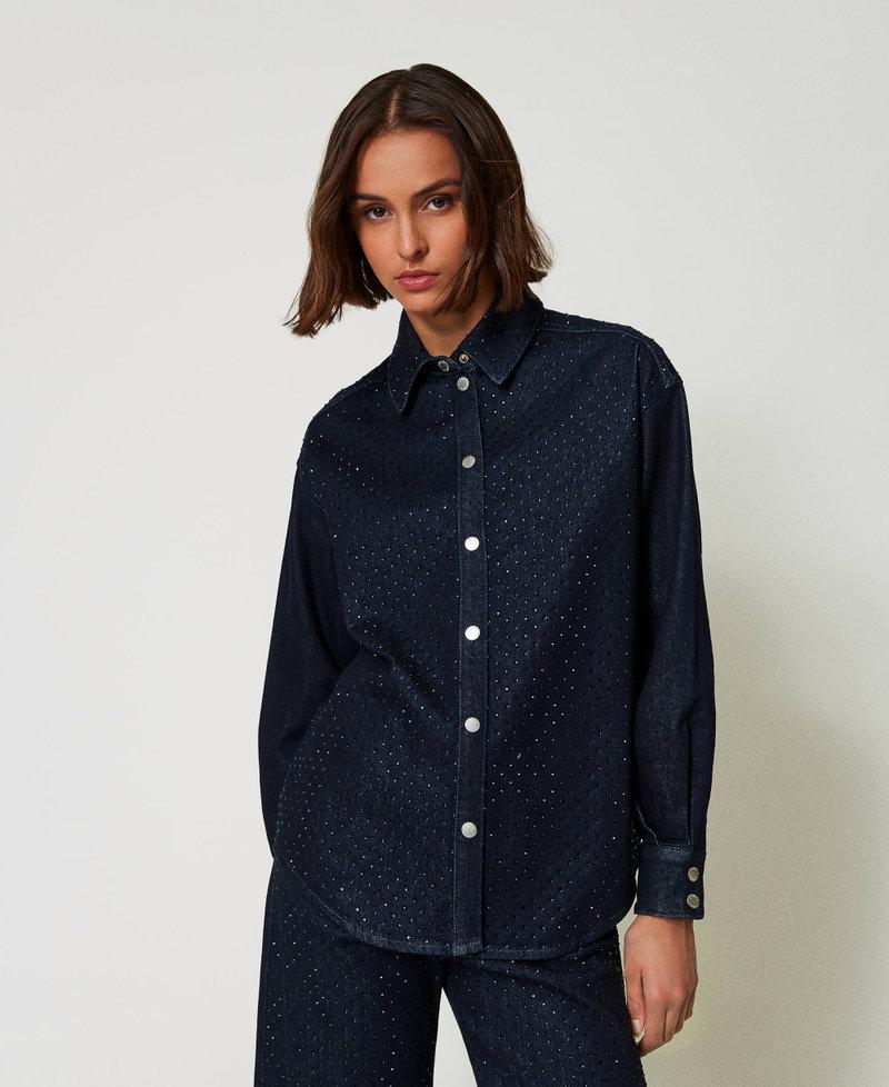 Scee By Twin Set Camicia In Jeans Con Strass