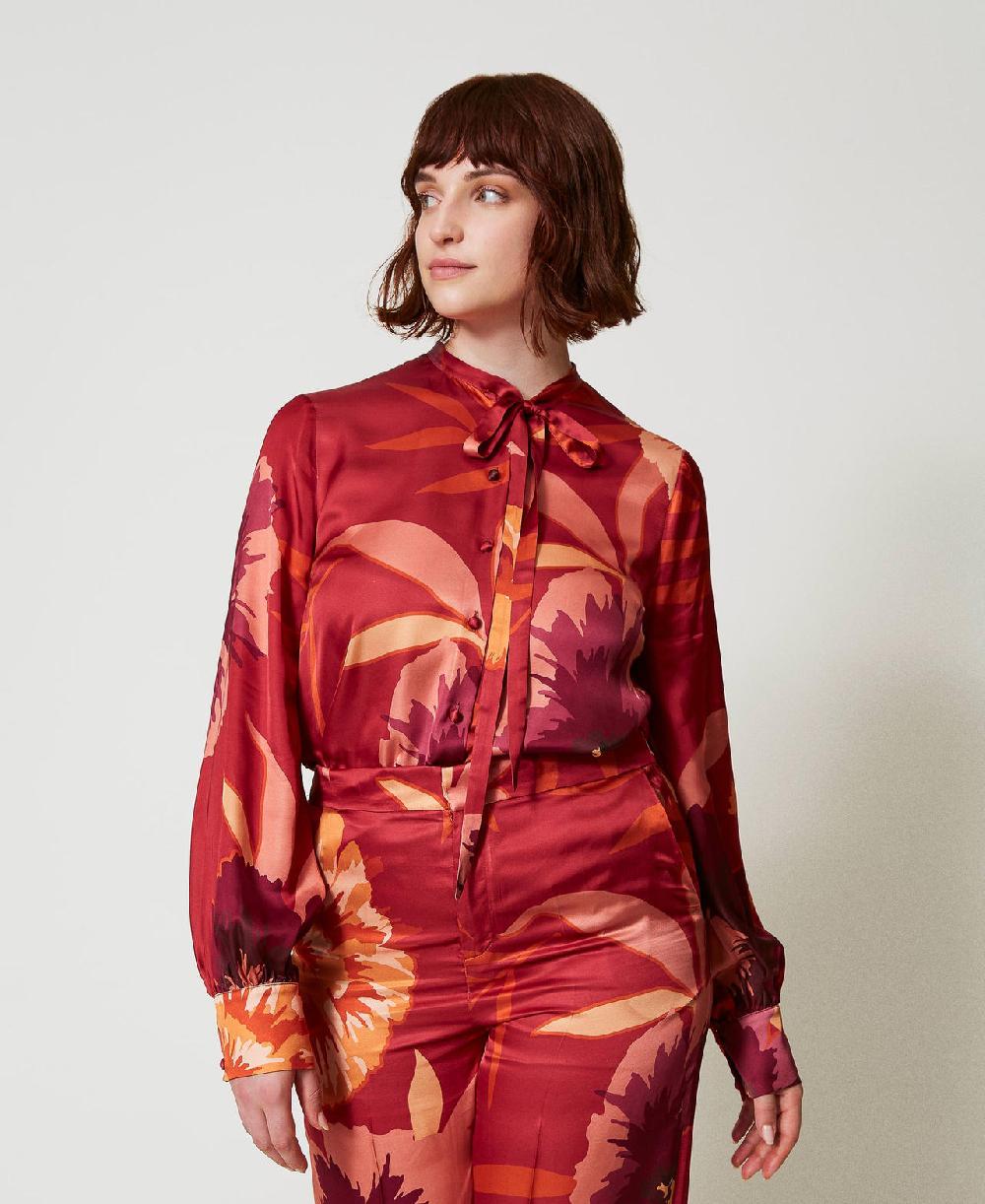 Scee By Twin Set Camicia In Raso A Fiori