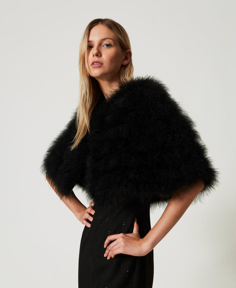 Scee By Twin Set Cappa Corta Con Piume