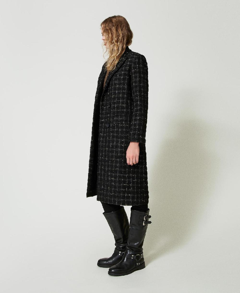 Scee By Twin Set Cappotto Bouclé A Disegno Check