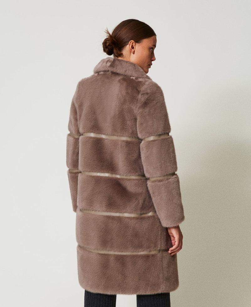 Scee By Twin Set Cappotto In Faux Fur Con Intarsi