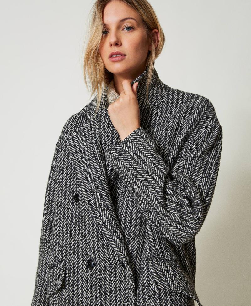 Scee By Twin Set Cappotto In Misto Lana Gessato