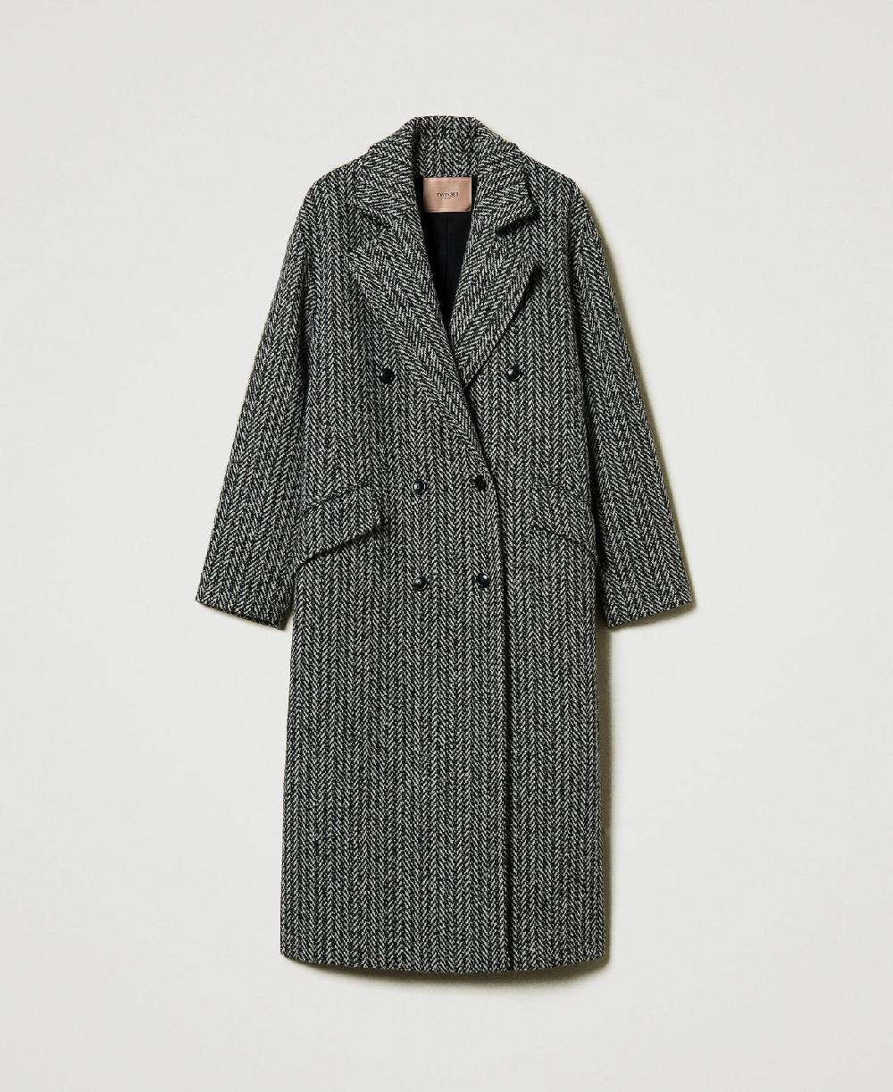 Scee by twin set Cappotto in misto lana gessato