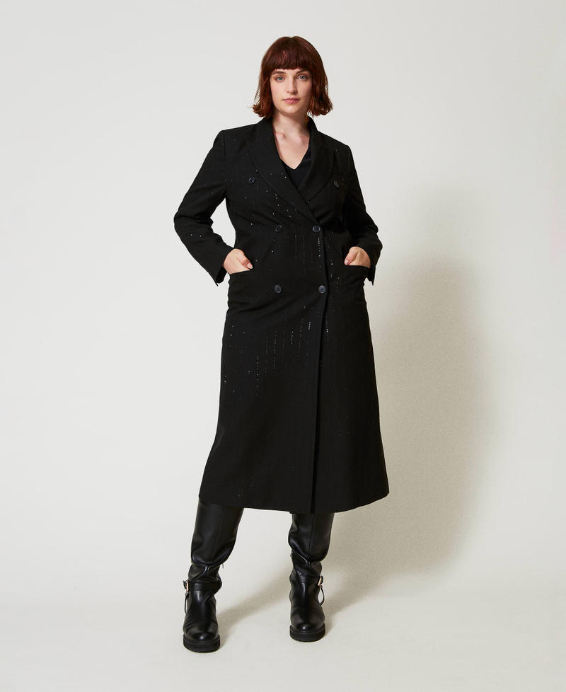 Scee By Twin Set Cappotto In Panno Con Paillettes