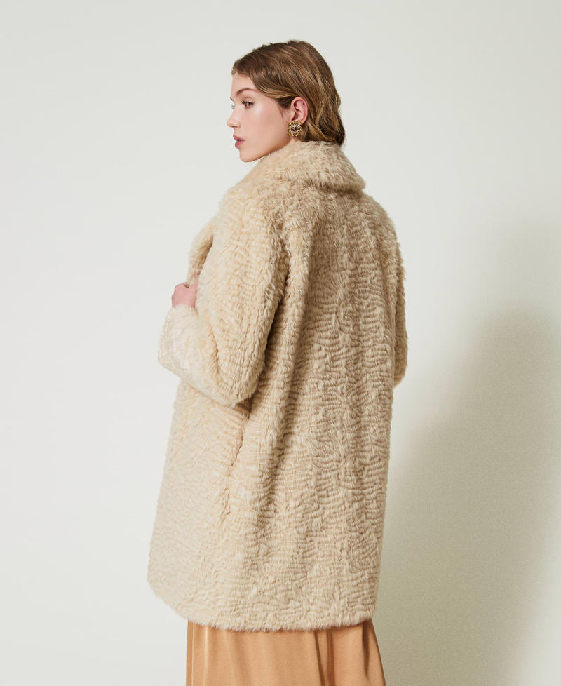Scee By Twin Set Cappotto Longuette In Faux Fur