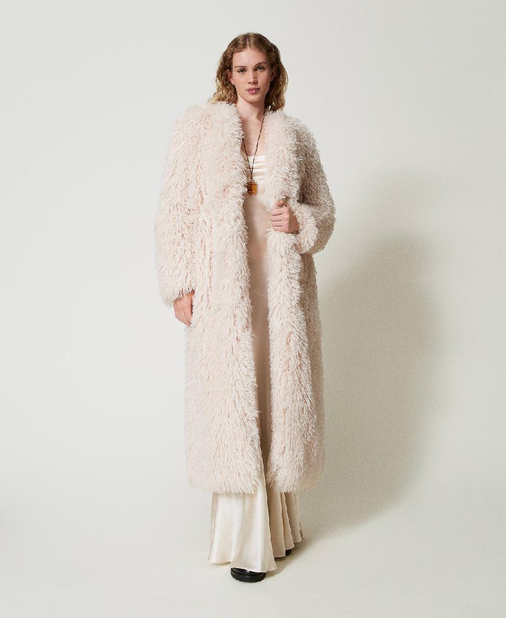 Scee By Twin Set Cappotto Lungo In Faux Fur