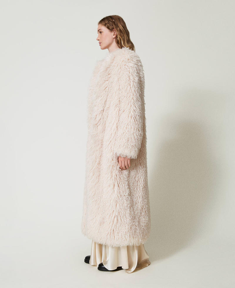 Scee By Twin Set Cappotto Lungo In Faux Fur