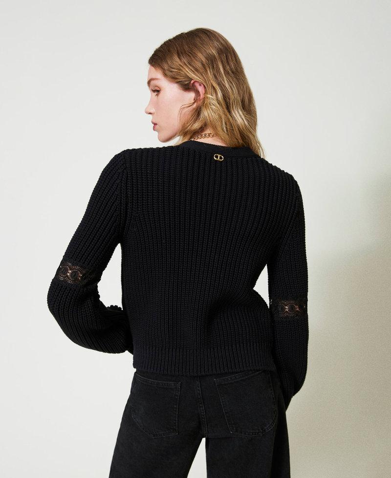 Scee By Twin Set Cardigan A Costine Con Pizzo