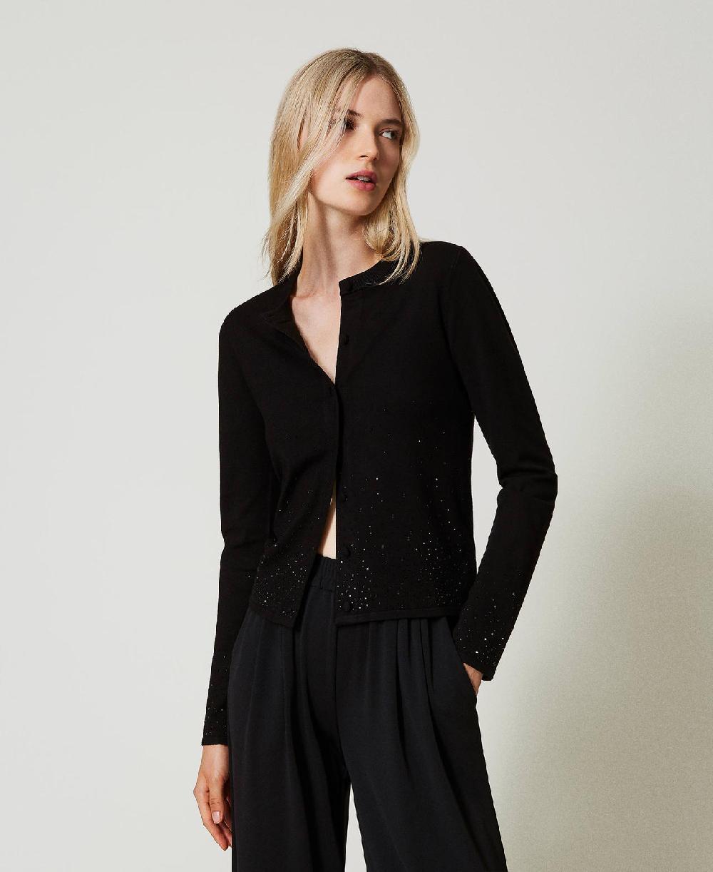 Scee By Twin Set Cardigan Con Strass In Dégradé