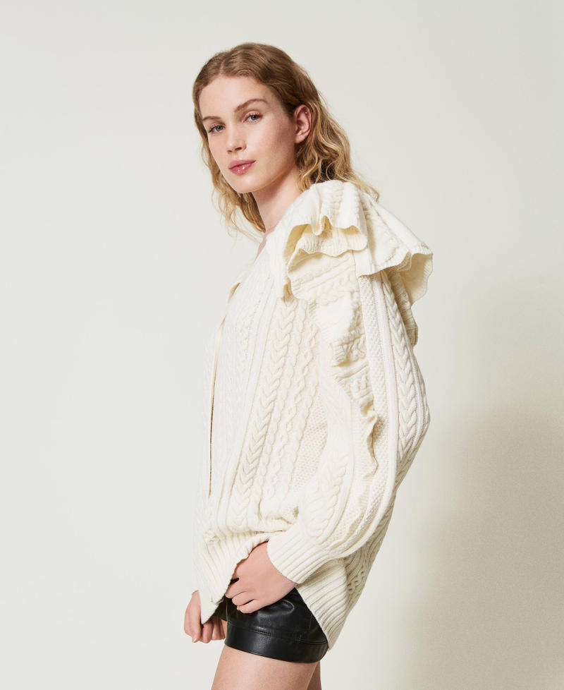 Scee By Twin Set Cardigan In Misto Lana Con Volant