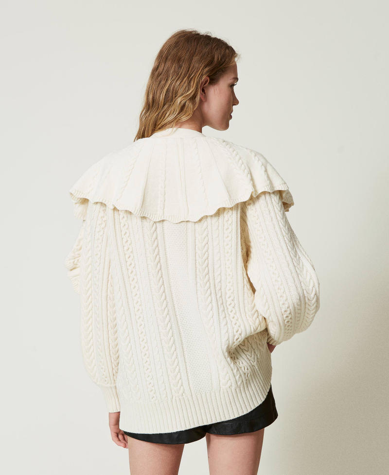 Scee By Twin Set Cardigan In Misto Lana Con Volant