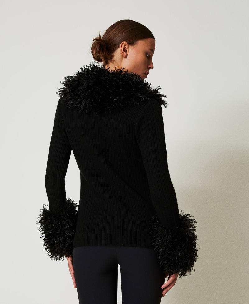 Scee By Twin Set Cardigan In Misto Lana E Faux Fur
