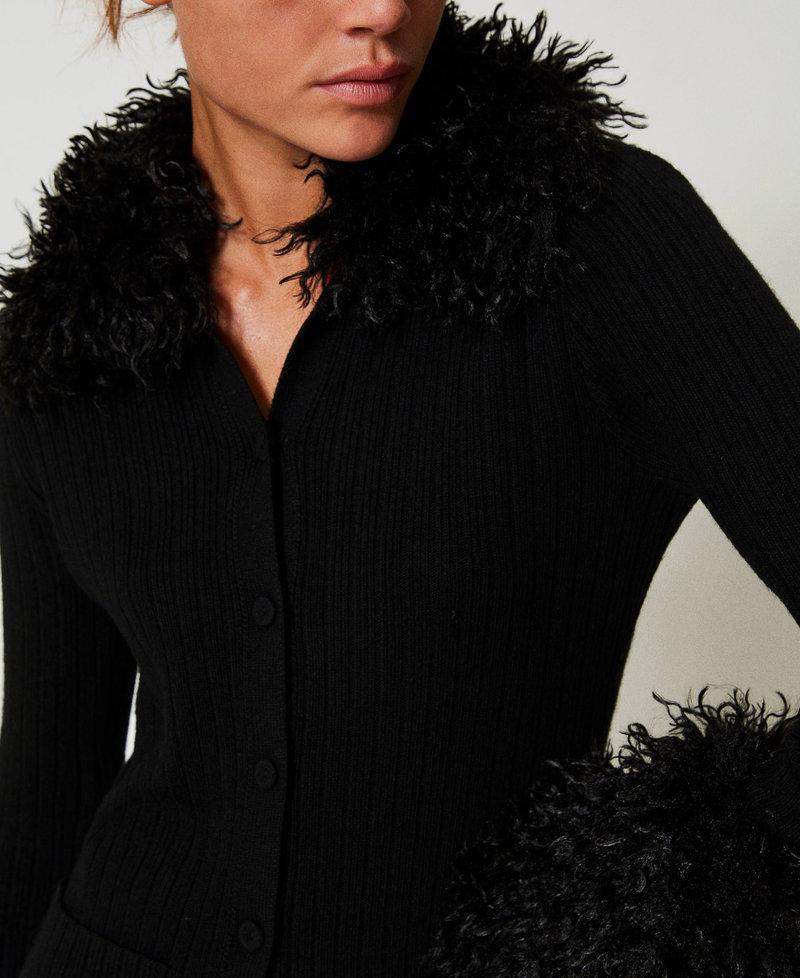 Scee By Twin Set Cardigan In Misto Lana E Faux Fur
