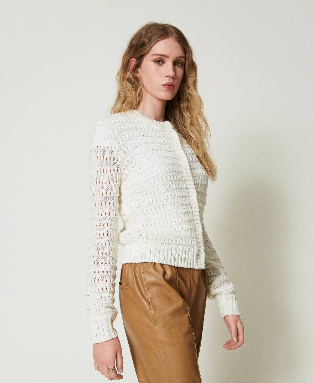 Scee By Twin Set Cardigan Traforato Con Paillettes