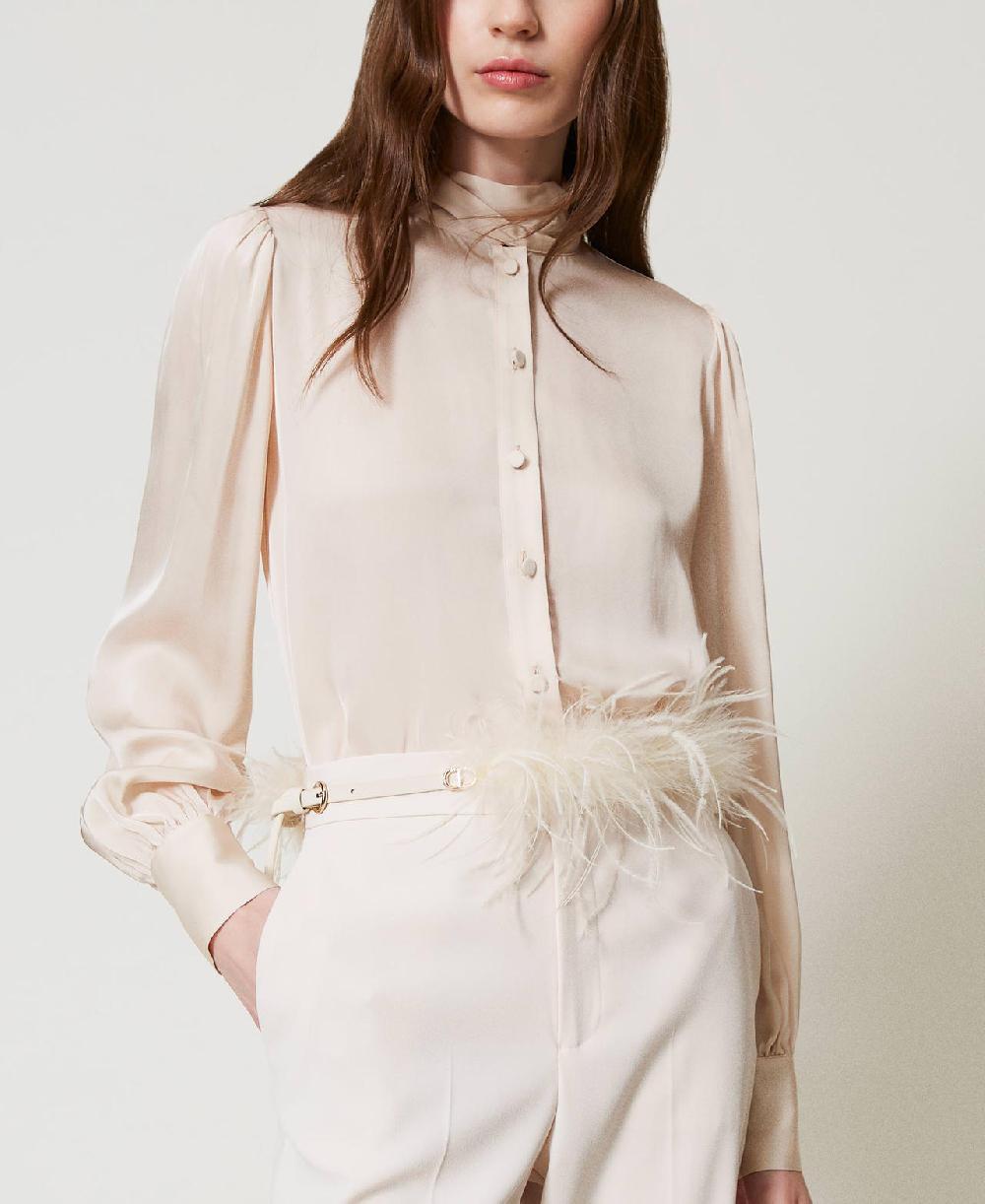 Scee by twin set Cintura con piume e Oval T