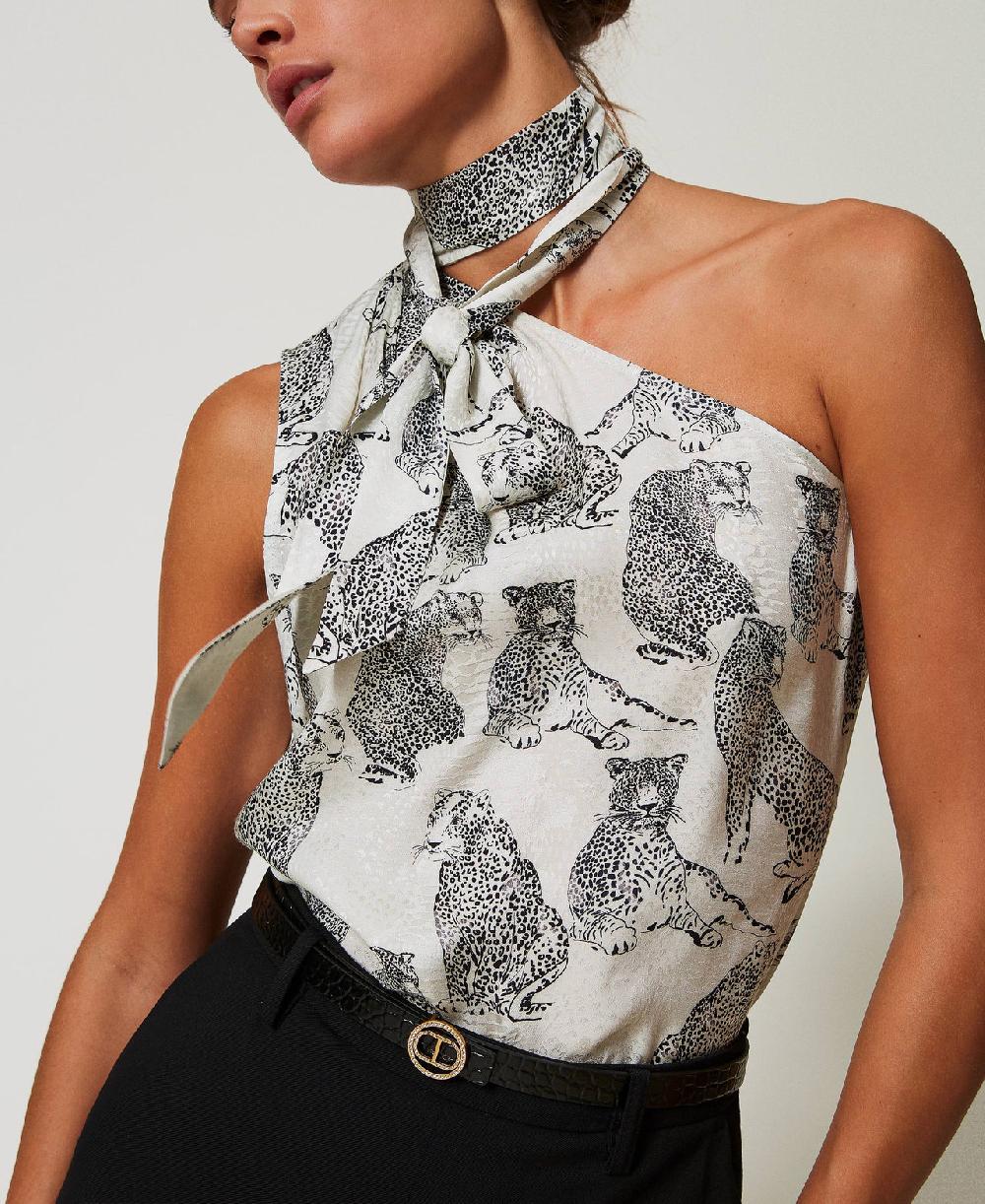 Scee by twin set Cintura in pelle a stampa cocco