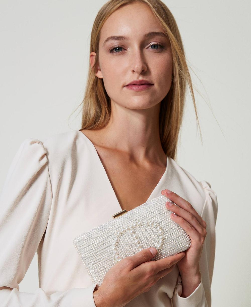 Scee by twin set Clutch con perle e Oval T