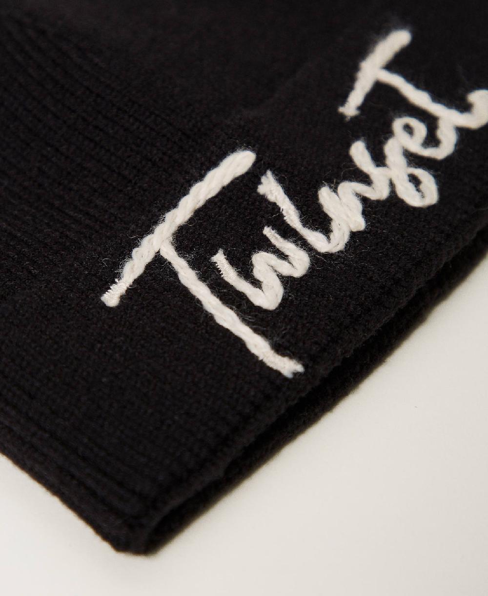 Scee By Twin Set Cuffia In Maglia Con Ricamo Logo