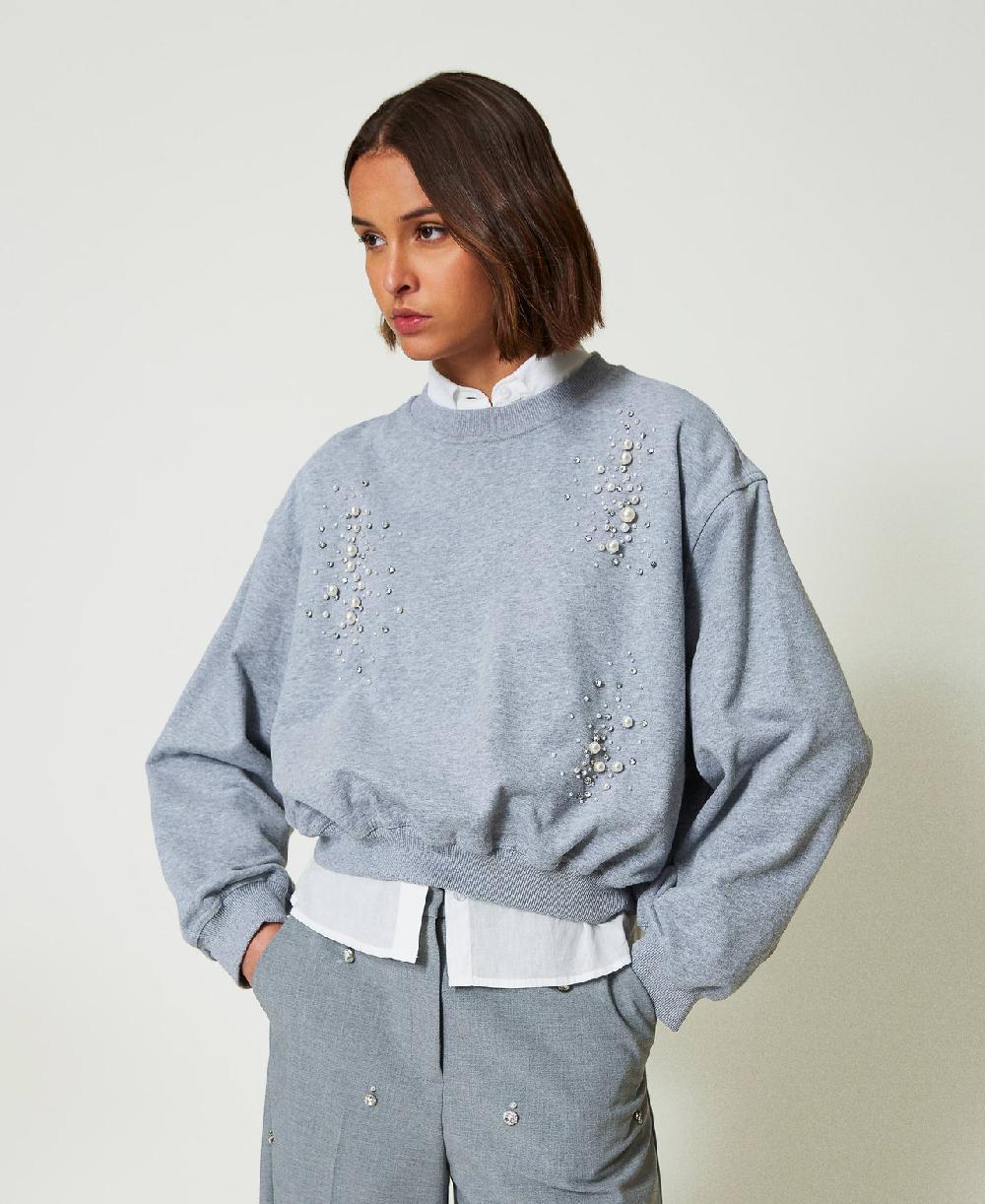 Scee By Twin Set Felpa Boxy Con Ricamo A Mano