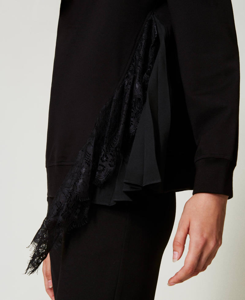 Scee By Twin Set Felpa Con Inserto Plissé E Pizzo