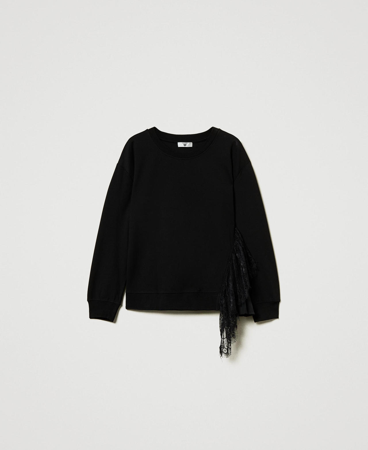 Scee by twin set Felpa con inserto plissé e pizzo