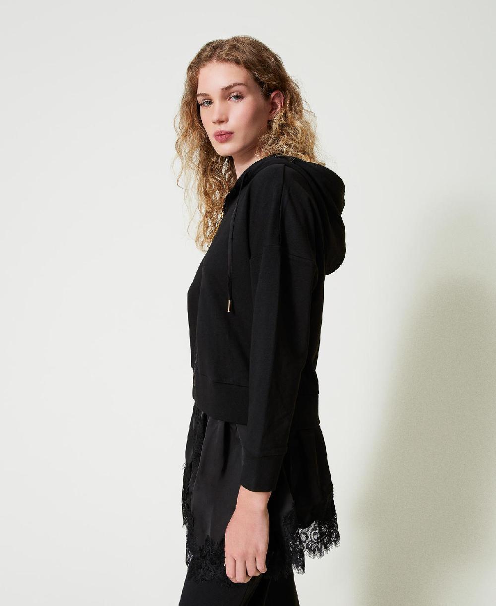 Scee By Twin Set Felpa Con Raso E Pizzo