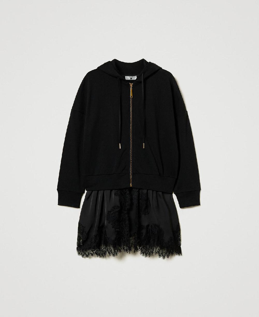 Scee by twin set Felpa con raso e pizzo