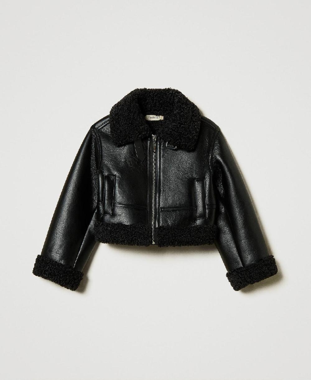 Scee by twin set Giacca aviatore con faux fur