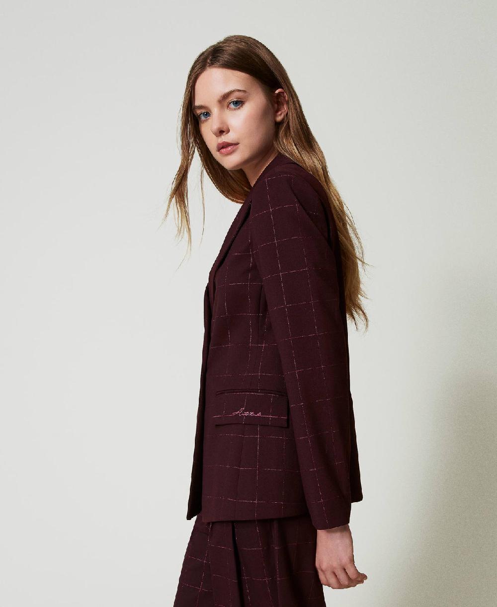 Scee By Twin Set Giacca Blazer Check Con Lurex