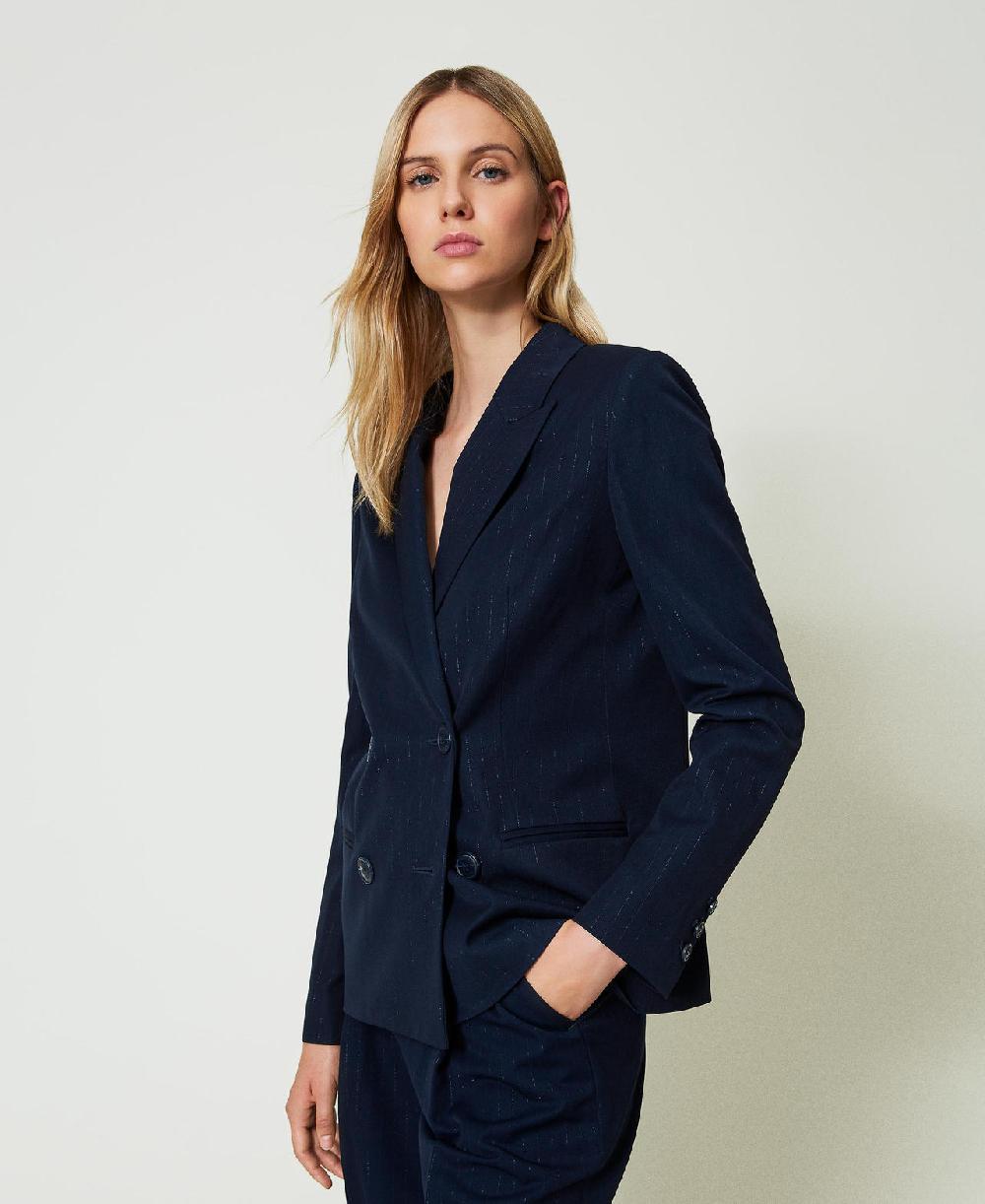 Scee By Twin Set Giacca Blazer Gessata Lurex