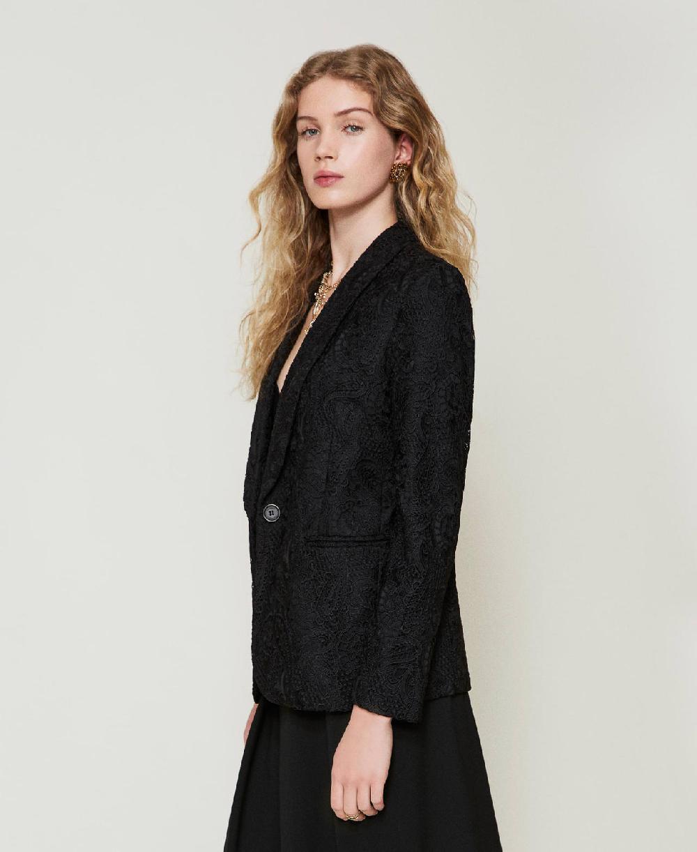 Scee By Twin Set Giacca Blazer In Pizzo Macramè